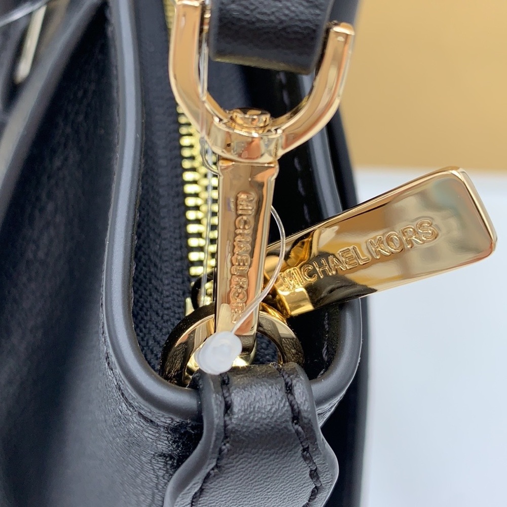 Michael Kors Avril Small Leather Top-Zip Satchel BLACK COLOR - Picture 14 of 16